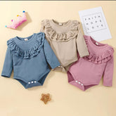 Ribbed Frill Romper - Long Sleeve Baby Girl.